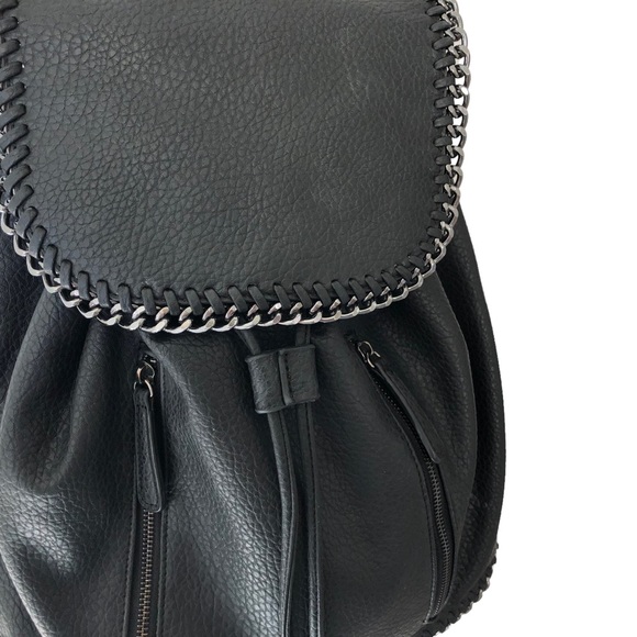 Expressions NYC Lg Black Luxury Vegan Leather Backpack Shoulder Bag GUNMETAL main image 7